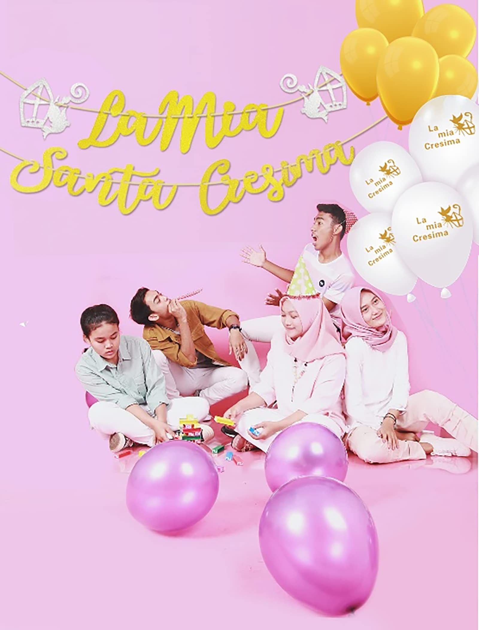 Ghirlanda Cresima 'La Mia Santa Cresima' In Carta Oro - Decorazione Per Feste - Foto 9