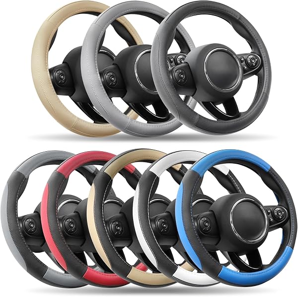 COFIT Microfiber Leather Steering Wheel Cover, Anti-slip Universal Protective Wrap, Car SUV Truck Interior Decor Accessories, Size S 35.5-36cm Black - 5