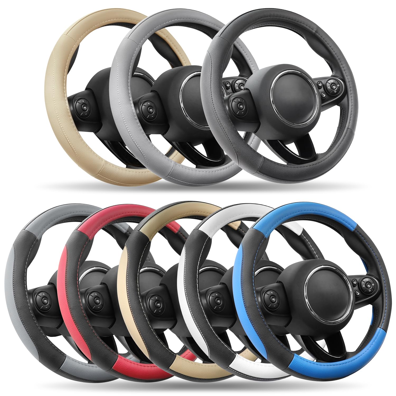 COFIT Microfiber Leather Steering Wheel Cover, Anti-slip Universal Protective Wrap, Car SUV Truck Interior Decor Accessories, Size S 35.5-36cm Black — view 5