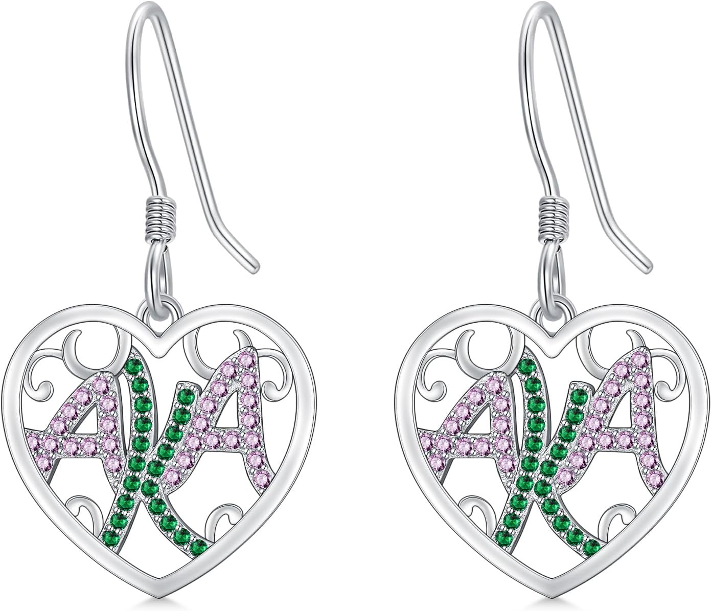 SIMONLY AKA Sorority Gifts for Women 925 Sterling Silver AKA Dangle Earrings Sorority Accessories Christmas Birthday Gift