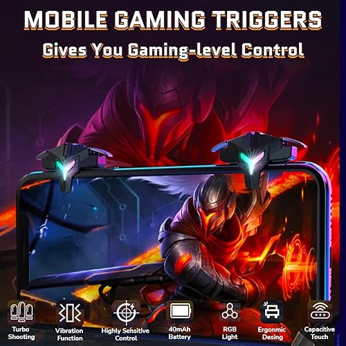 Miniatura 2 de Gatillos móviles para juegos para iPhoneAndroid, control sensible al disparador, palanca de mando con objetivo y disparador de fuego para PUBG, COD,