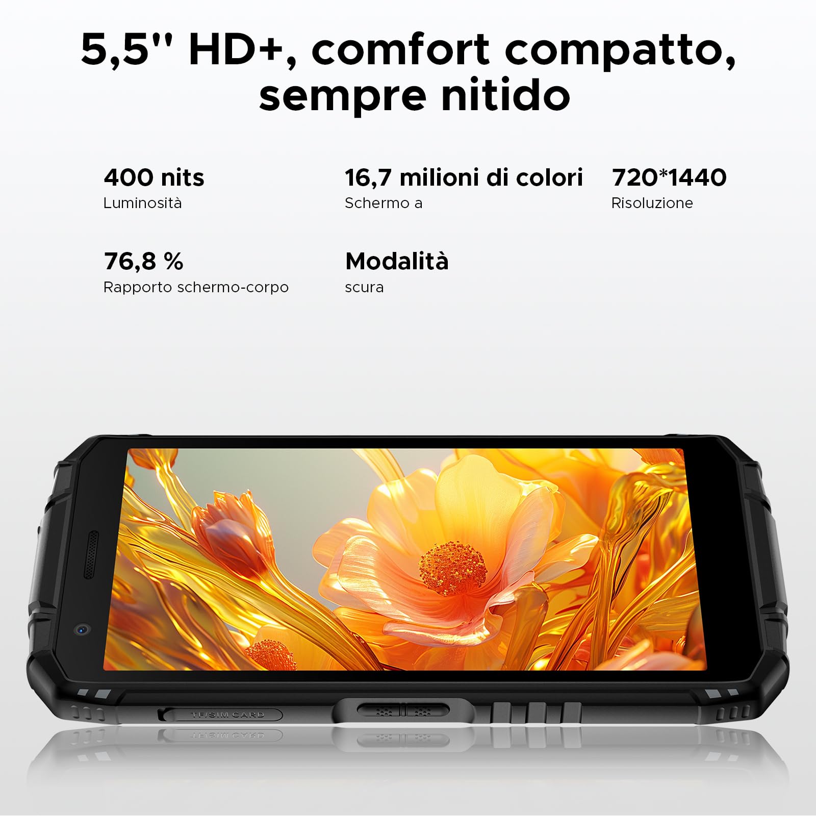 DOOGEE Fire 3 Ultra Rugged Smartphone, 8350mAh Android 15, Unisoc T7200 Octa Core, 5.5" IPS HD+ Display, 24GB+256GB, 16MP+20MP, Octa Core, Widevine L1/Fingerprint ID/Face Unlock/NFC- Grigio