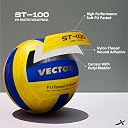 Vector X 18 Panel ST-100 PU Pasted Indoor/Outdoor Volleyball with Butyl Bladder (Suitable for Practice/Match/Beach) + Free Air Needle Yellow-Blue, Size 4 gallery image