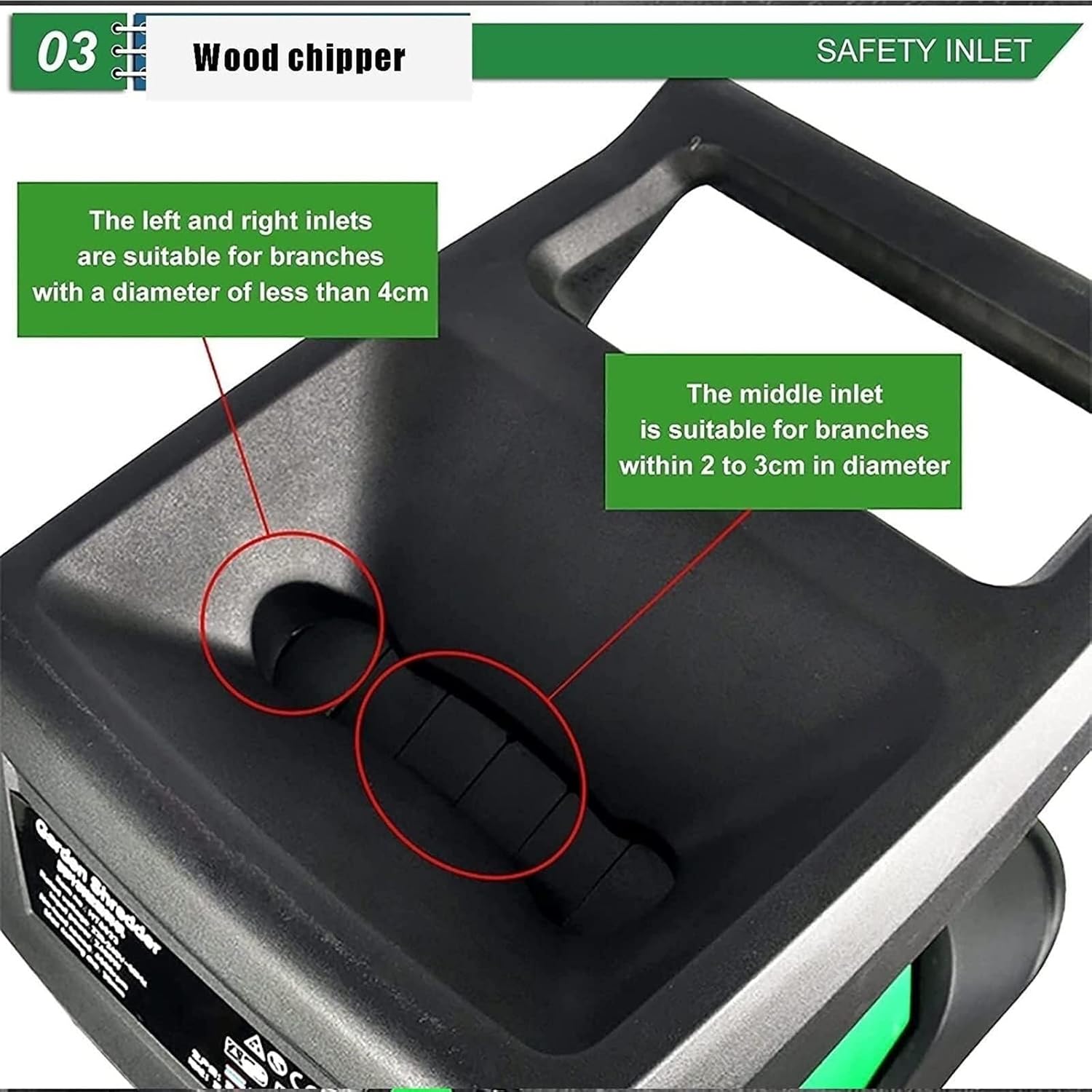 Garden Leaf Branch Shredder Chipper, 2400W Branches Leaves Wood Crusher Garden Tool with 50L Collection Bag, 4500 RPM Max Diameter 35mm(30M)