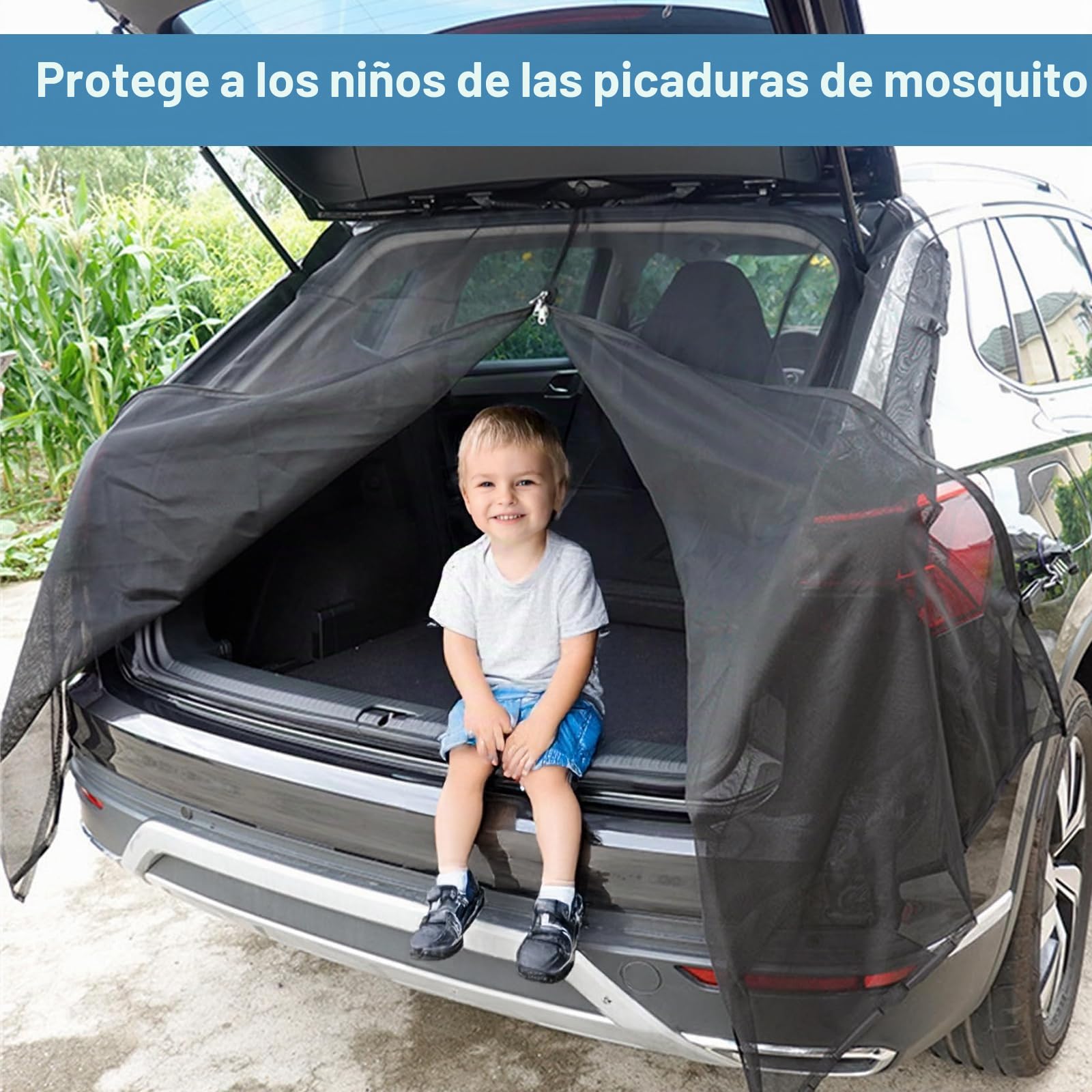 lalago Red de Malla del Portón Trasero del Coche, Magnética Mosquitera Pantalla para Maletero de Coche para Puerta con Cremallera Negro para SUV MPV Furgoneta Camping Ventana Trasera