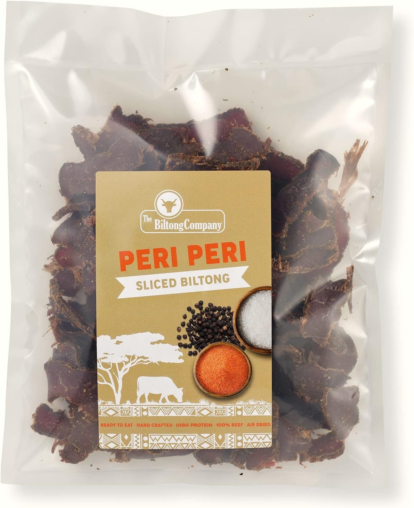 Biltong SLICED - 125g to 1kg - PERI PERI Flavour (500g)