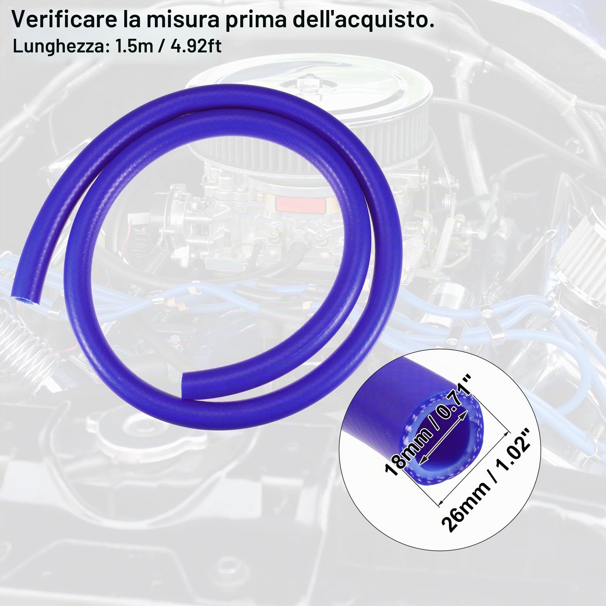 QUARKZMAN Macchina Silicone Vuoto Tubi Tubo Linea Blu ID 18mm 4.92ft Lunghezza