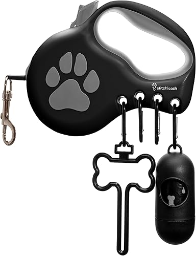 Correa retráctil para perros pequeños y medianos (hasta 55 libras) - Personalizable, patentado, diseño reflectante, mango ergonómico, incluye