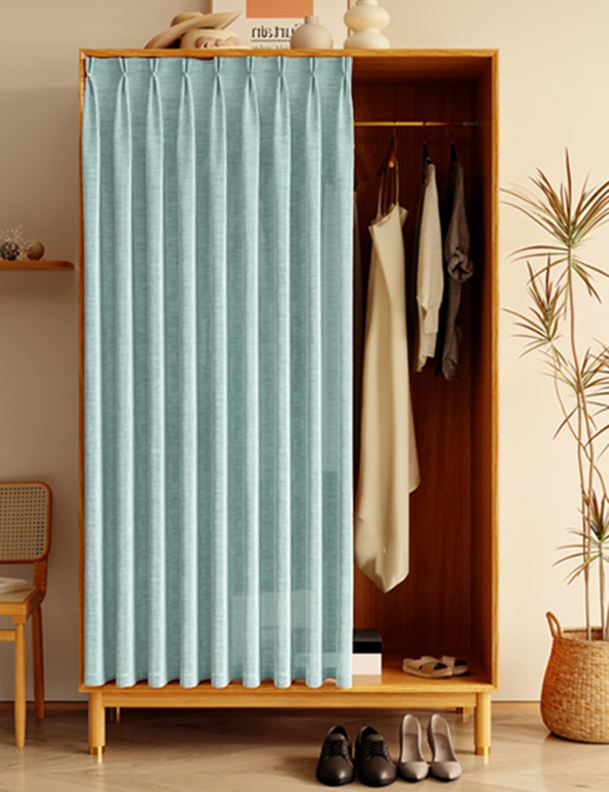 Tissu transparent rideaux coulissants 160 x 180 cm pour remplacer les portes de placard lourdes