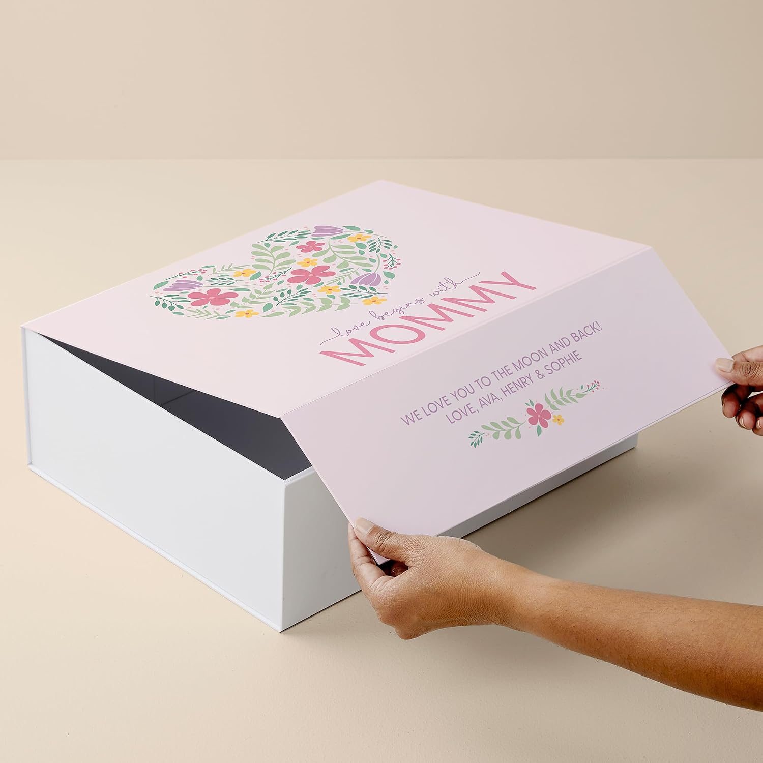 Personalization Universe Love Begins with Mom Personalized Keepsake Memory Box-12x15