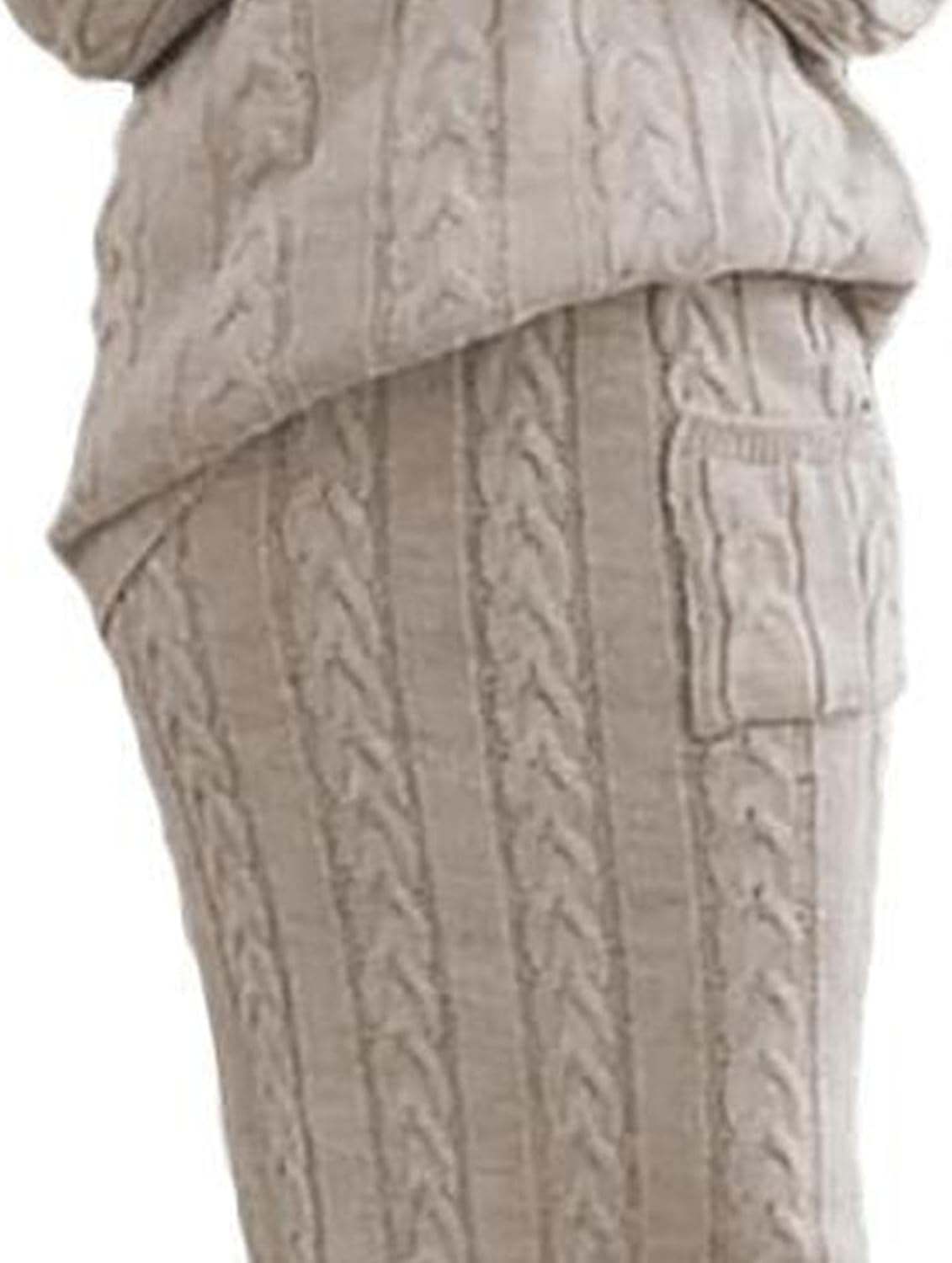 Womens 2 Piece Rib Knit Long Sleeve Skirt Sets Crop Top Maxi Bodycon Long Skirt Outfit Winter Cable Knit Sweater Set