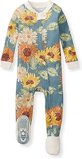 Burt's Bees Baby Baby Girls Sleeper Pajamas, 100% Organic Cotton, One-piece PJs, Diagonal Zip Up Jumpsuit, Snug Fit Footie