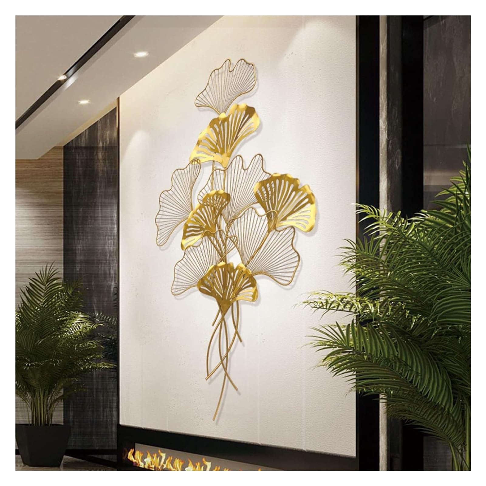 Amazon.co.jp: 金属製のイチョウの葉の壁の彫刻、イチョウの木の葉の壁