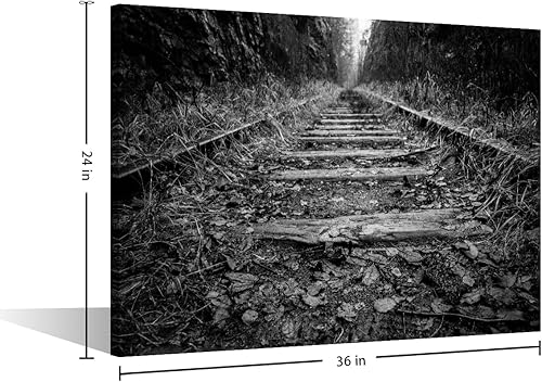 Vista 44 de 1 lienzo decorativo para pared, ferrocarril a través del bosque de pinos con niebla, decoración moderna para el hogar, sala de estar, arte de pared