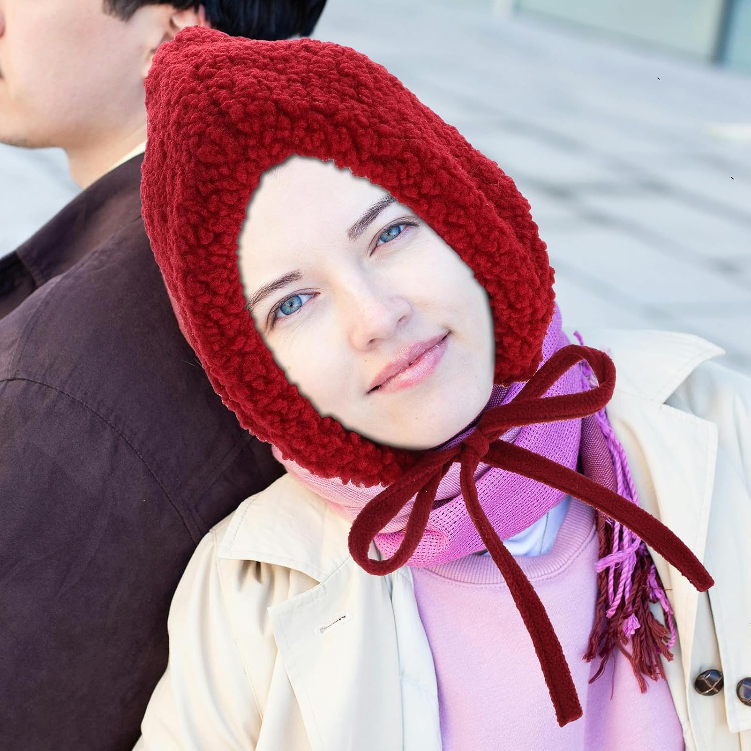 Red Thickened Earflap Hat for Women Winter Cold-Proof Berber Fleece Warmth Trapper Hat Covers Ears and Head Stylish and Windproof Winter Accessory