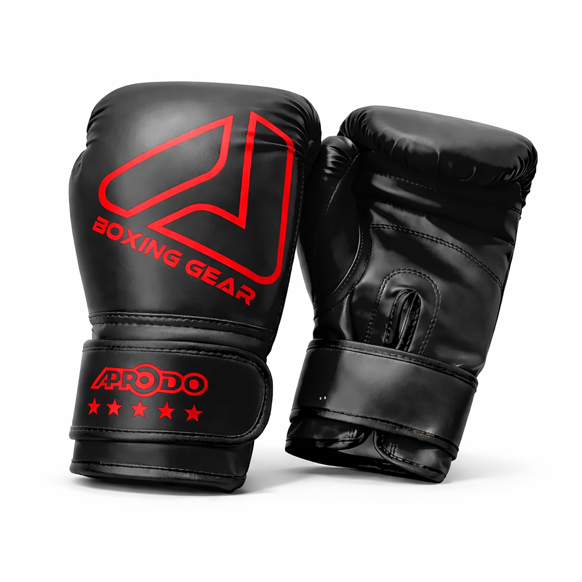 APRODO Beginner Boxing Gloves for Kids & Adults – Men & Women Training, Sparring & Heavy Bag Gloves – Durable PU Leather with Wrist Support (Black/Red, 8oz)-image-19