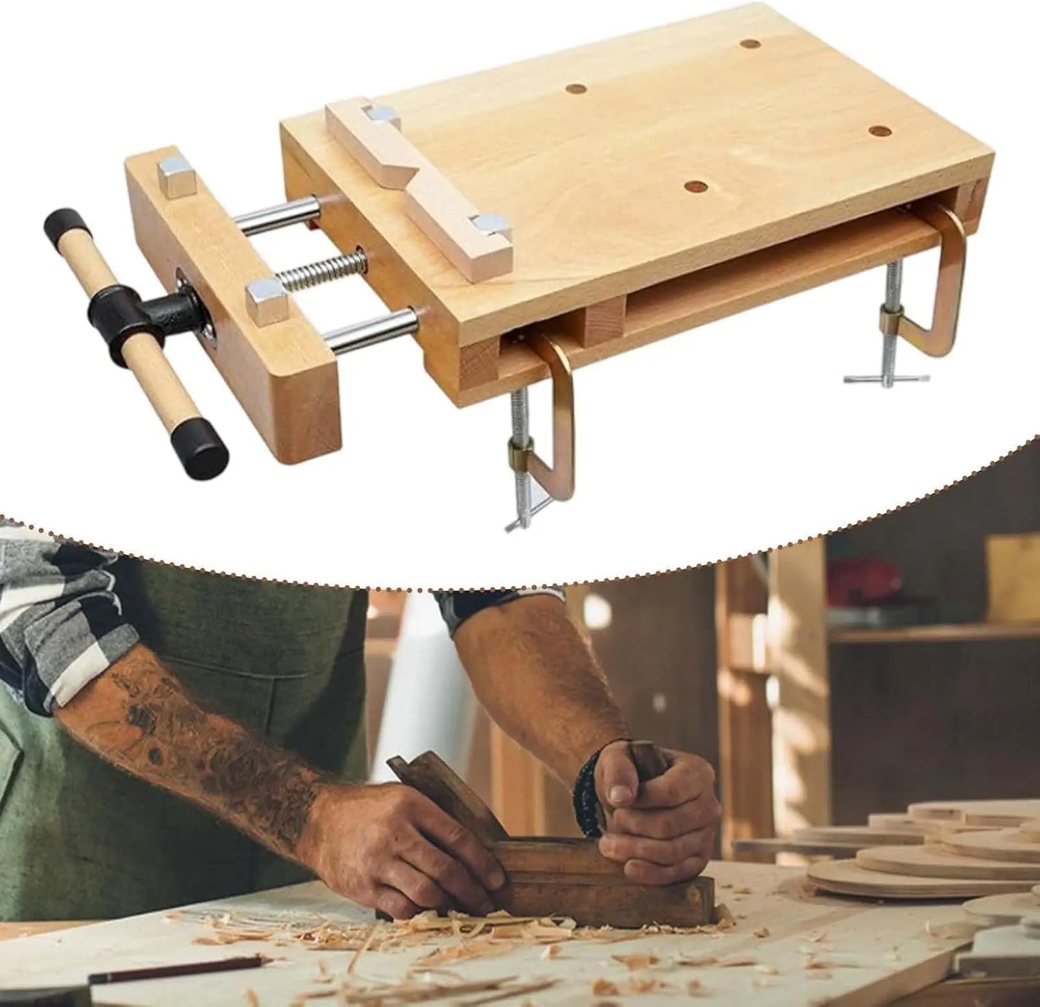 Banco da lavoro portatile con morsa, design leggero per progetti fai da te, si fissa a qualsiasi piano di lavoro per lavori di artigianato e riparazione del legno stabili
