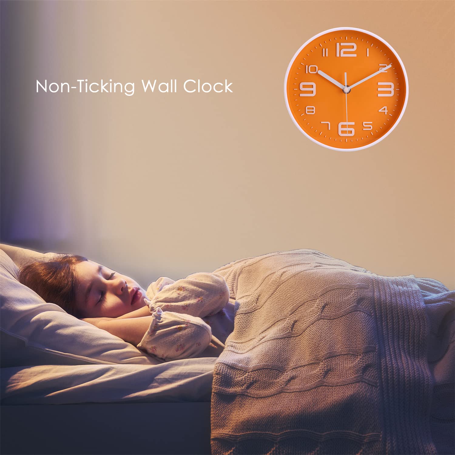 Orologio Da Parete Silenzioso 20 Cm - Numeri Grandi - Moderno - Verde Acqua - Per Cucina, Camera, Ufficio - Foto 3