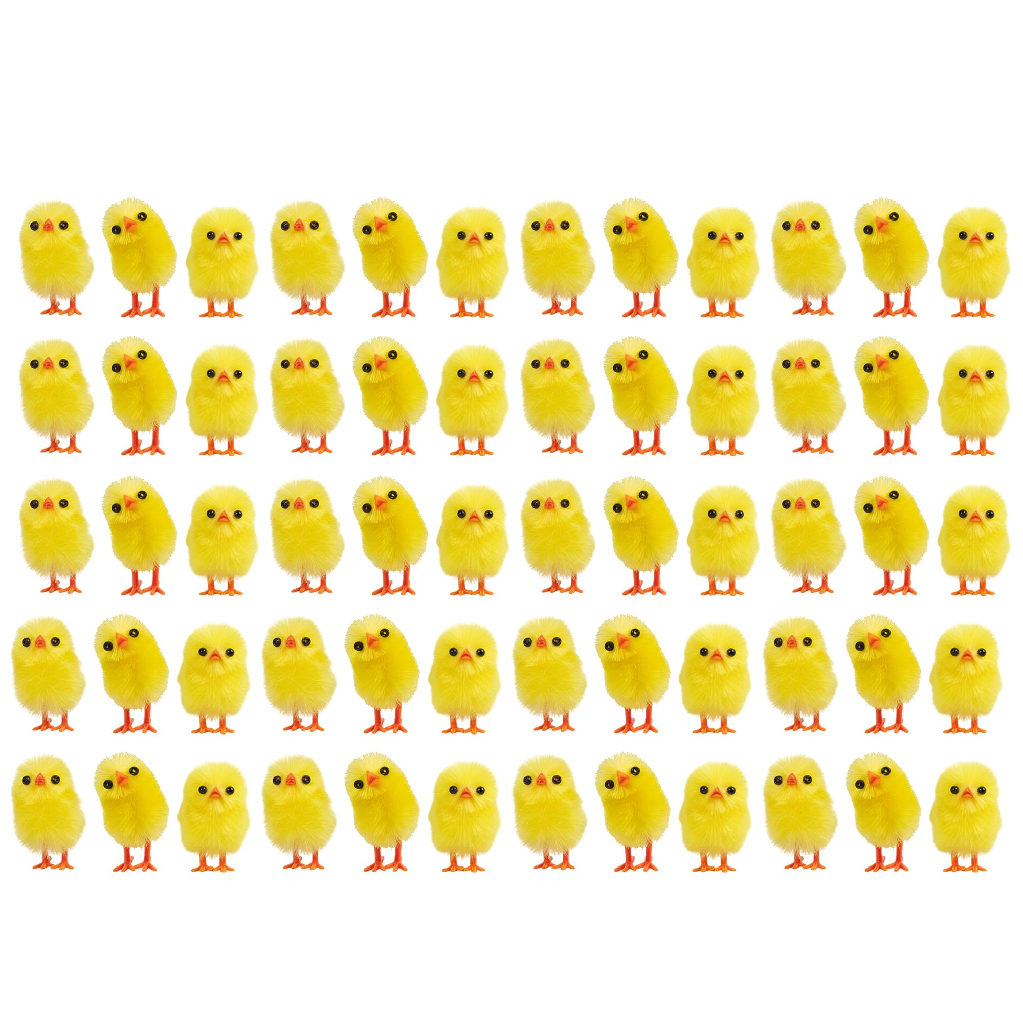 evelay Mini Easter Chicks Pack of 60 - Fluffy 3cm Plush Easter Bonnet Craft Decorations - Small Chick Embellishments for Hampers, Egg Hunt Toy & Seasonal Crafts (Yellow)