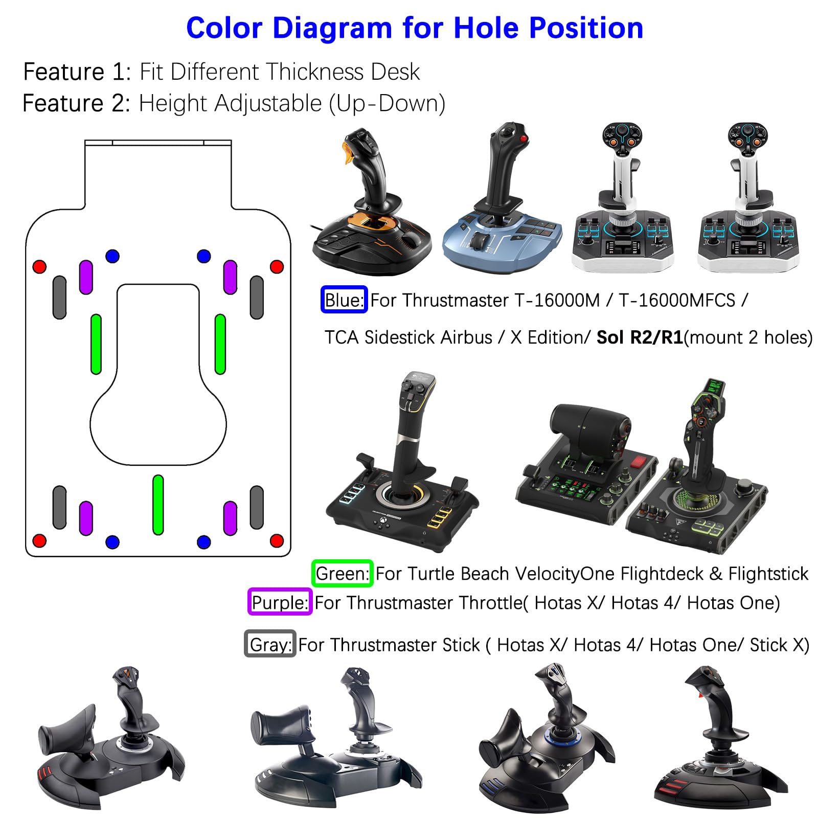 Amazon.com: WELLMETE 2 Set Hotas Flight Desk Mount for Flight Game