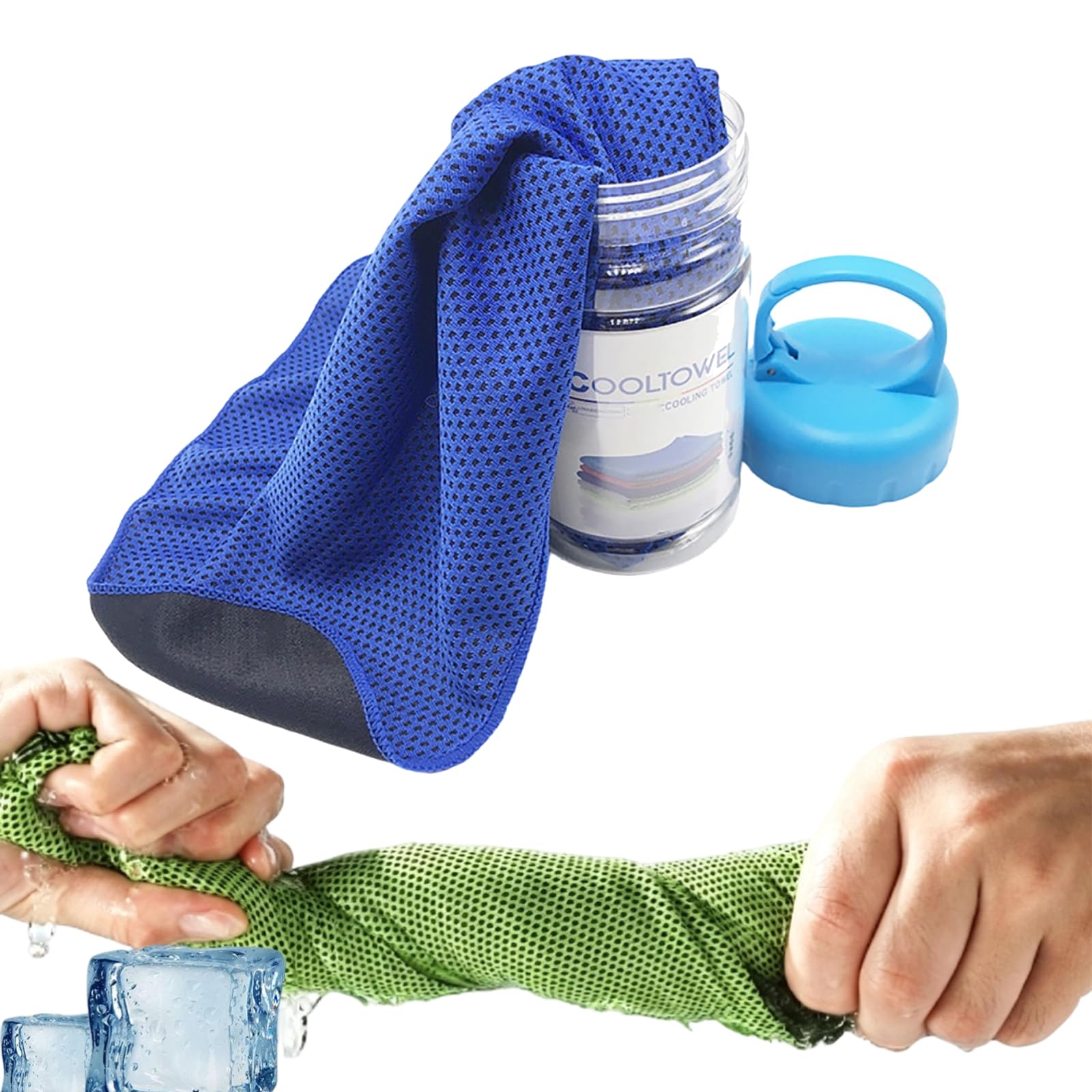 Cooling Towels for Hot Weather, Cooling Towels for Neck, Cool/ing Bottle Cold Sweat Towel, Keeping Cool In Hot Weather,Breathable Reusable Scarf Head Band for Beach Running Camping Workout，Blue