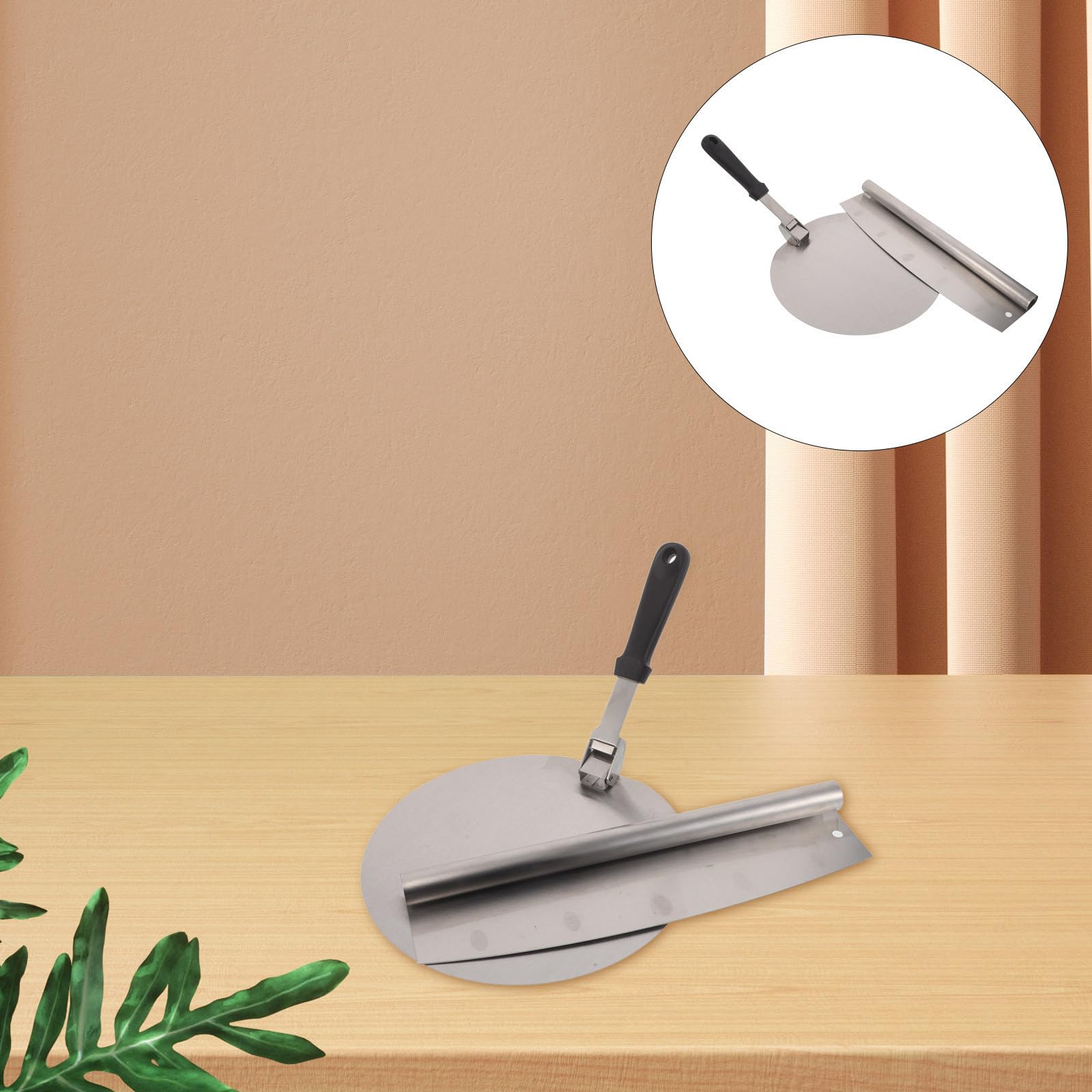 Juego de 2 Espátulas para Pizza de Acero Inoxidable con Mango Plástico | 25 Cm, Forma Redonda, Diseño Ergonómico, Limpieza Rápida y Asa Aislante del Calor