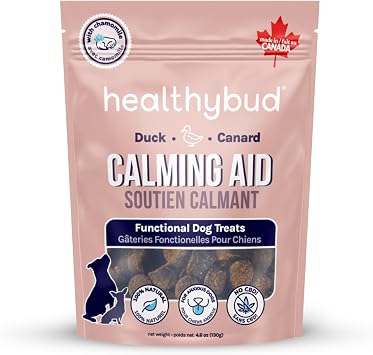 healthybud Calming Aid, Natural Duck Dog Treats & Toppers for Stress Relief - Dog Separation Anxiety, Stress Reduction, Aggression Relief - Support Calm, Immunity Health 4.6 Ounces