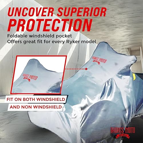 Vista 75 de Cubierta de protección para motocicleta de la marca Badass Motogear, con rayas reflectantes de seguridad nocturnas, escudos de calor, con badass