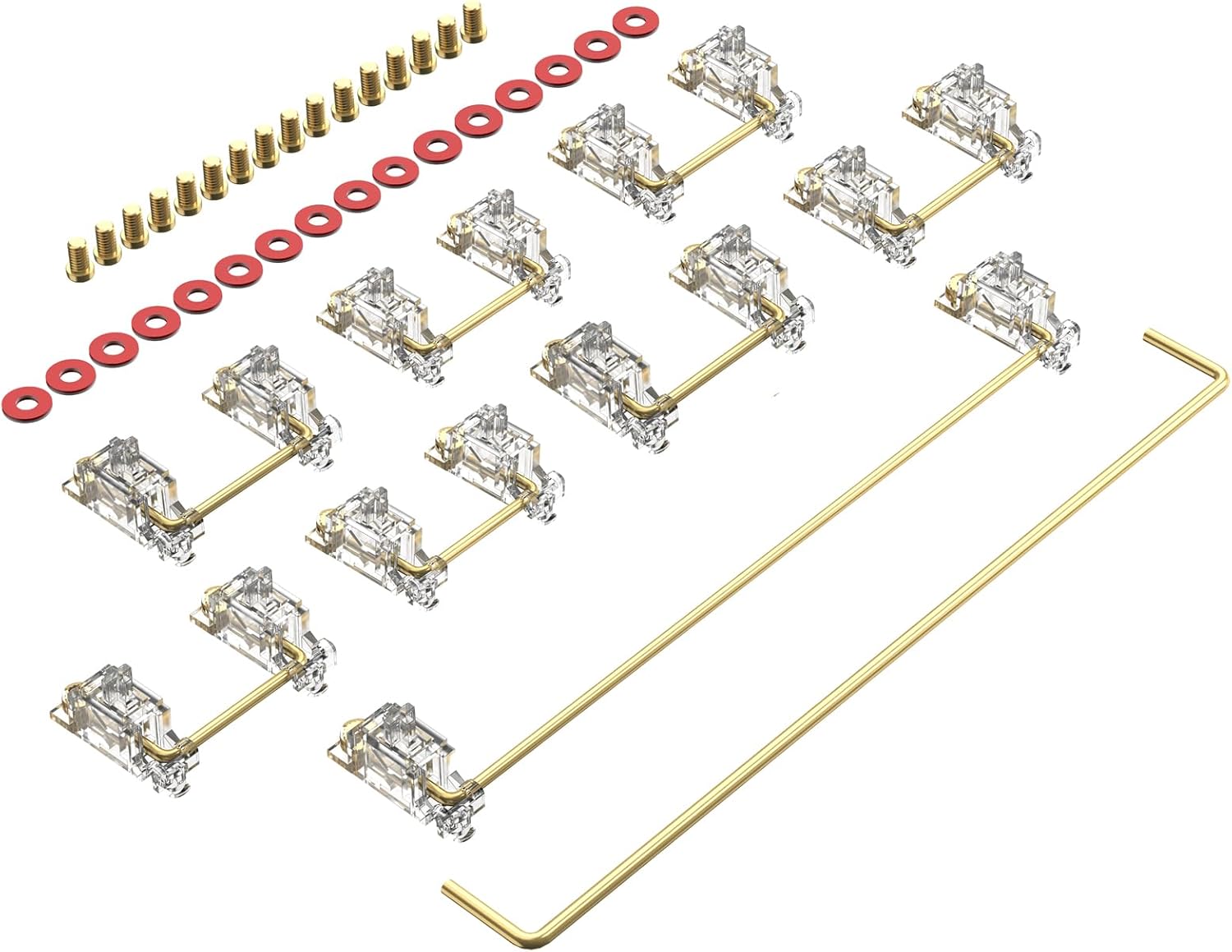 DUROCK Stabilizer V3, Screw in Stabilizers with 2u 6.25u 7u Wires, PCB Mount Keyboard Stabilizers for Mechanical Keyboards (V3 Clear 100% Kit)