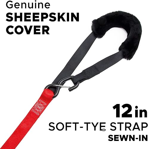 Vista 9 de PowerTye Correa gruesa de 1.5 pulgadas x 7 pies de amarre de trinquete de lujo con cuerda de oveja suave, ganchos de pestillo – 1,000 libras