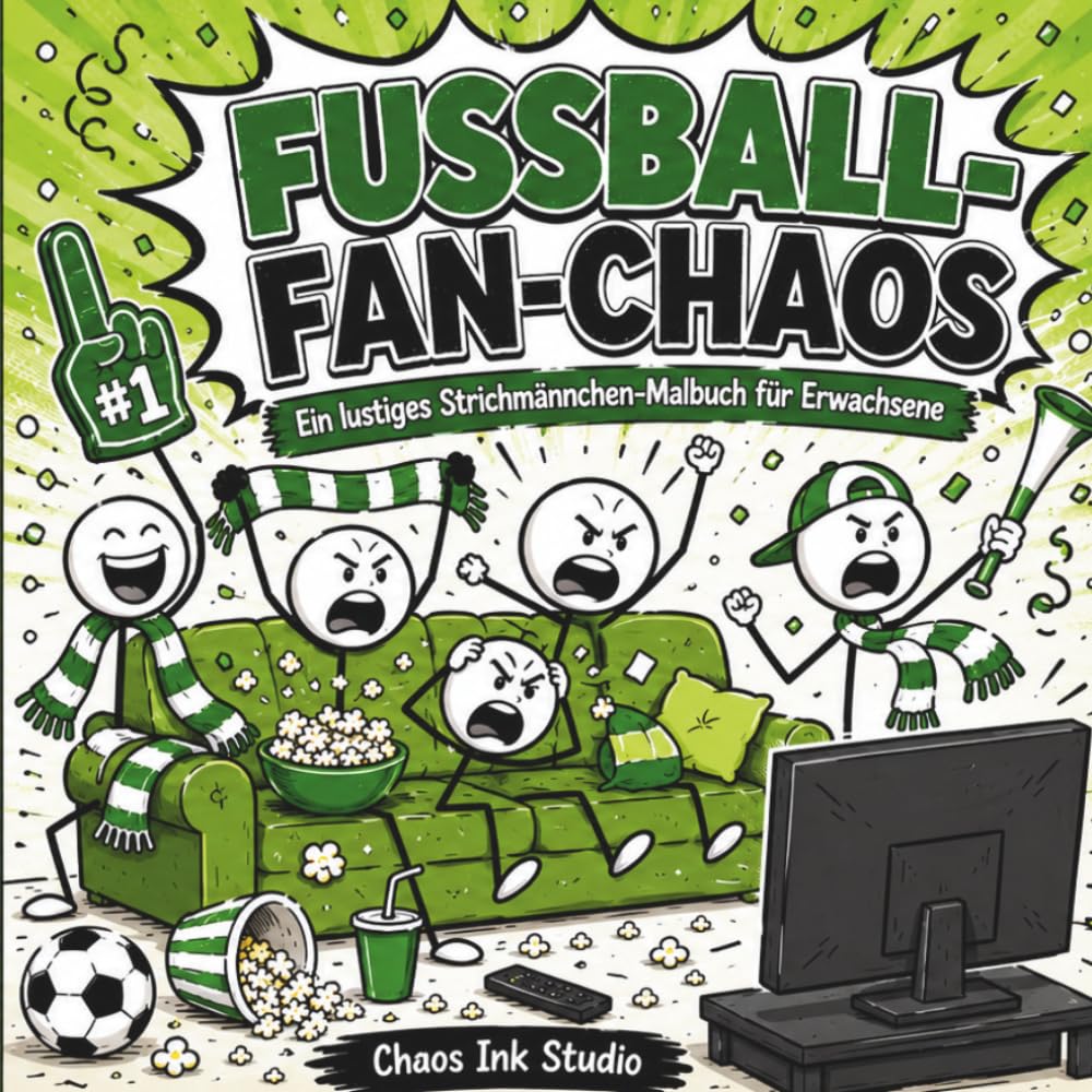 Fußball-Fan-Chaos: Ein lustiges Strichmännchen-Malbuch für Erwachsene