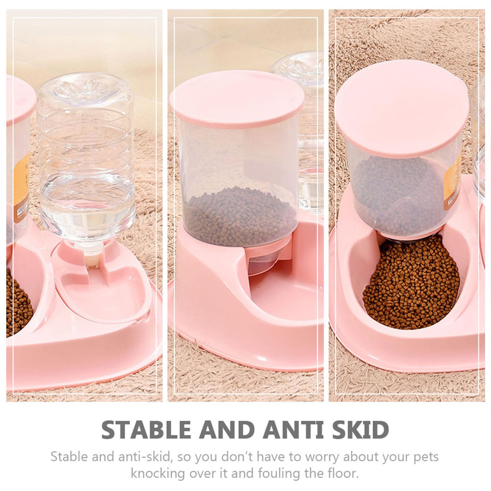 2.5l/4l Rose Distributeur Automatique d'eau et Croquettes | Plastique, Nettoyage Facile, Limite le Mouillage des Poils, Usage Quotidien