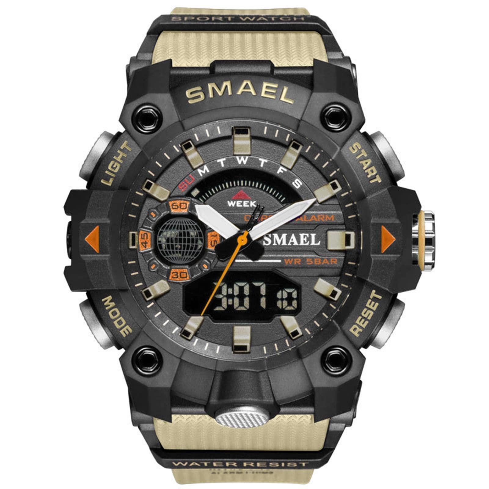 Orologi Sportivi per Uomini, Orologi Militari A Doppia Display Luminosi Multifunzionali, Orologio al Quarzo Multi Dial-Quadrante Analogico, con Allarme