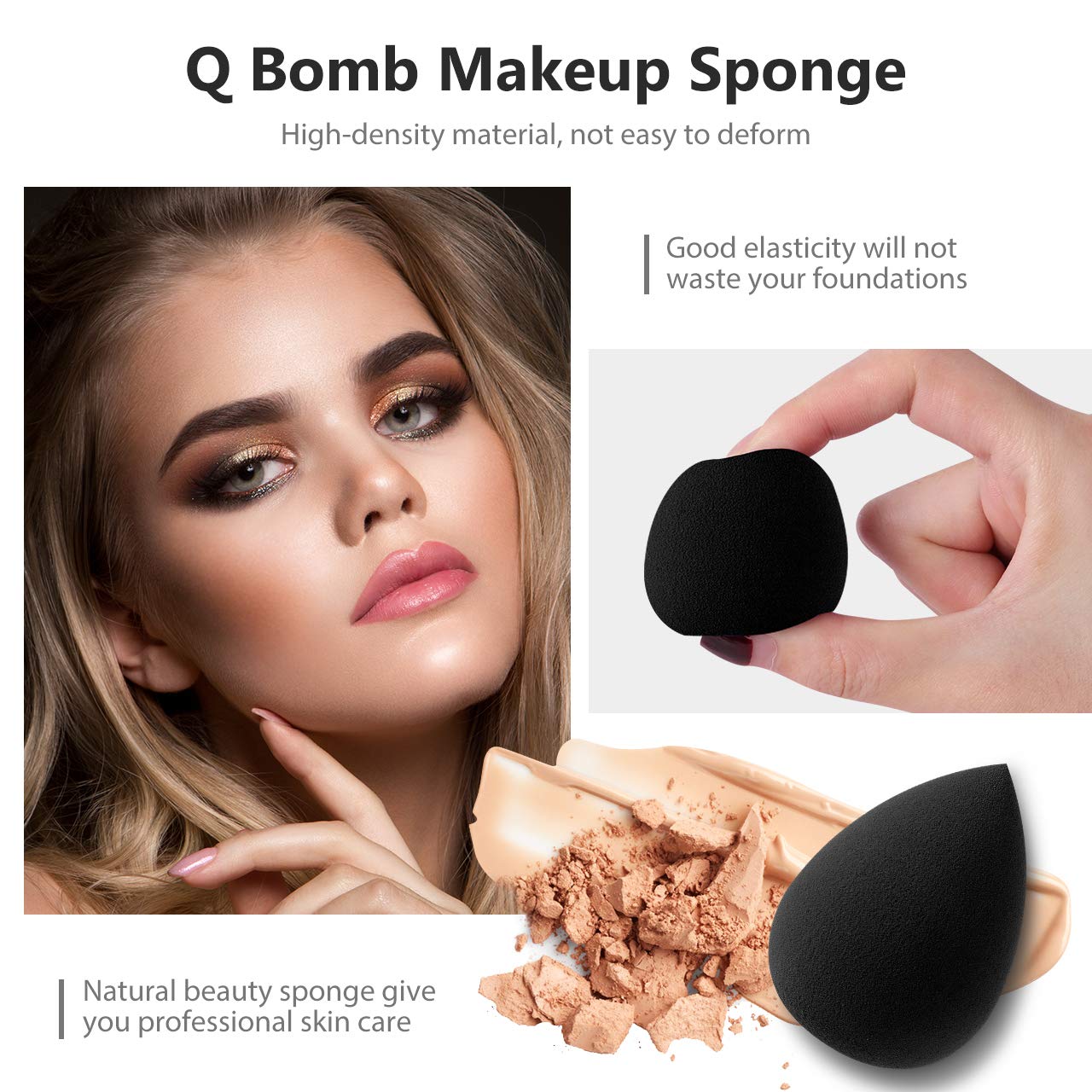 Syntus Makeup Sponge Set, 10 Pcs Beauty Foundation Sponges Blending Latex-free Washable Cosmetic Blender Applicator Puff, Flawless for Powder Liquid Cream, Black : Beauty & Personal Care