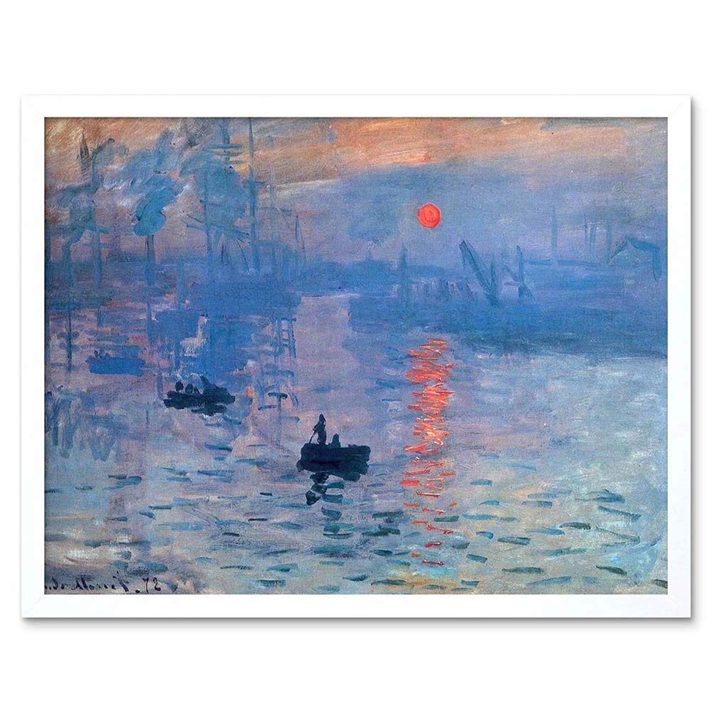 Wee Blue Coo Claude Monet Impression Sunrise Old Master Painting Art Print Framed Poster Wall Decor 12X16 Inch