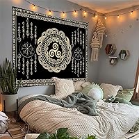 Vista 7 de F-FUN SOUL Tapiz de los vikingos nórdicos, franela suave, 40 x 30 pulgadas, nudo triskele vikingo, runa celta, tapiz de mitología estética