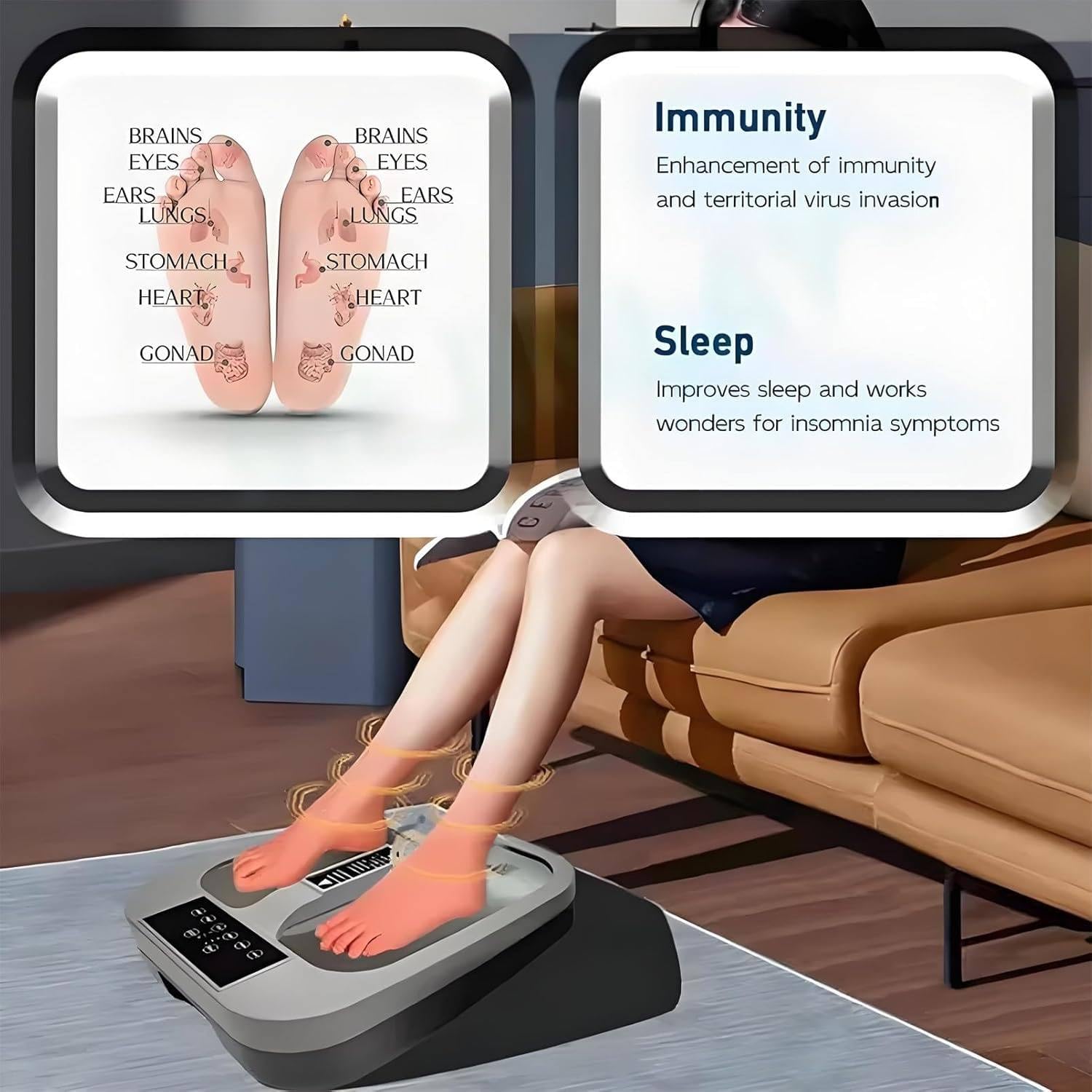 Fußmassagegerät für Plantarfasziitis, Terahertz-Massage mit Fernbedienung, Vibrations- und Wärmefunktion, ideal zur Schmerzlinderung, Muskelentspannung und Durchblutungsförderung