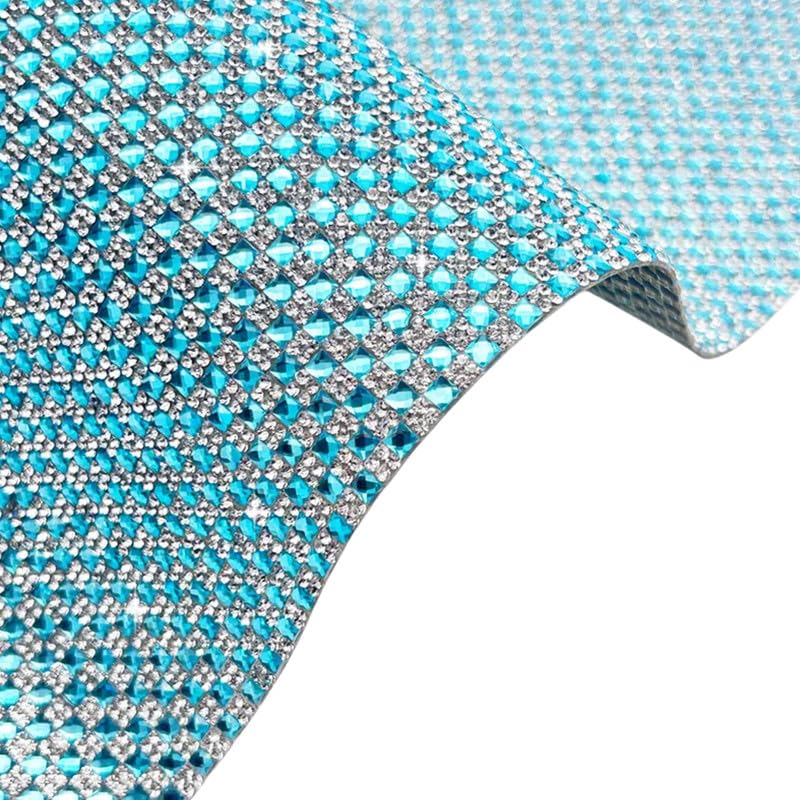 120 * 200MM Glass Rhinestone Stickers Sheet,Self-Adhesive Crystal Stickers.Sticky Lake Blue Rhinestone Sticker for Glitter Decoration