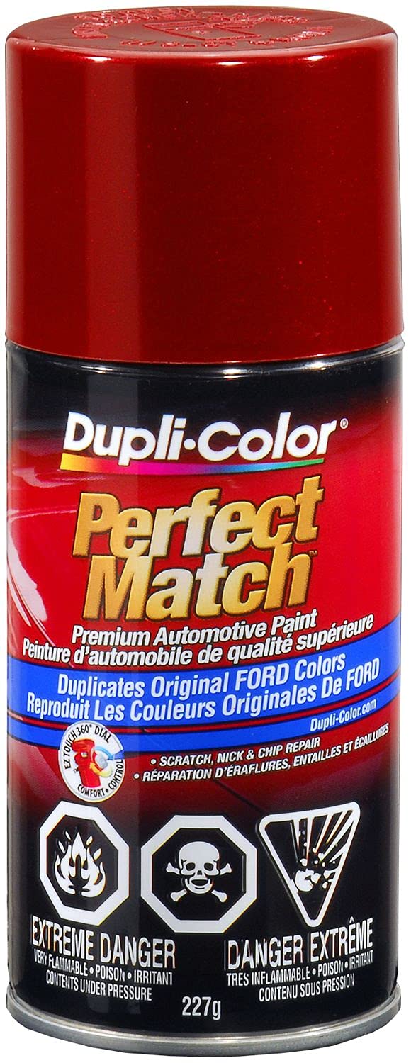 Dupli-Color Toreador Red Metallic Exact-Match Automotive Paint for Ford Vehicles - 8 oz, Bundles with Prep Wipe (3 Items)