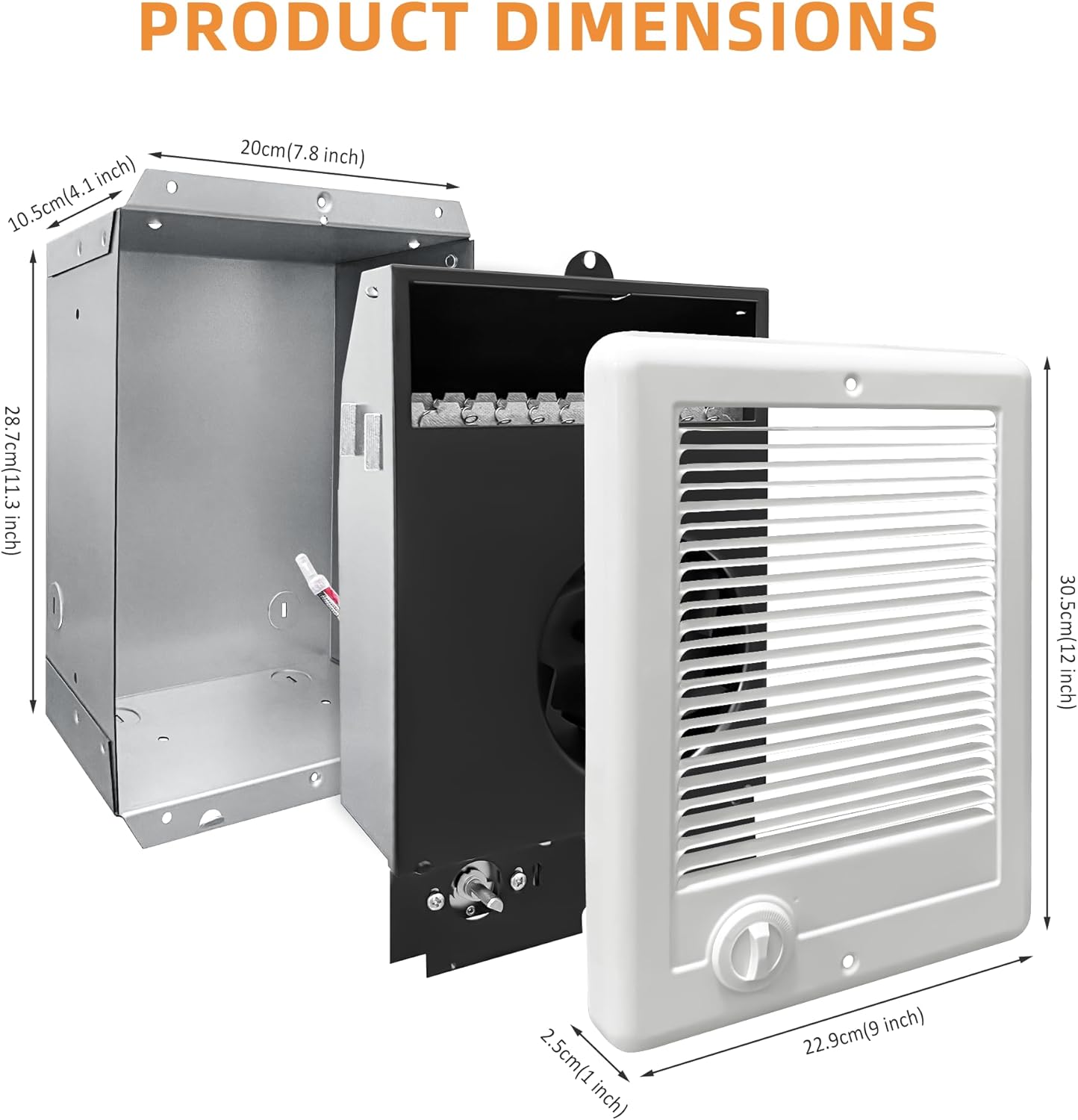 Electric Wall Heater Complete Unit with Thermostat for Indoor Use (Model: CSC152TW, Part: 67506), 5120/3840 BTU, 240/208 Volt, 1500/1125 Watt, White