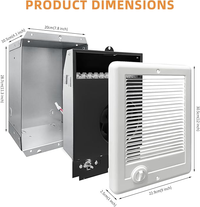 Calefactor Eléctrico de Pared con Termostato 1500W 240V miniatura 2
