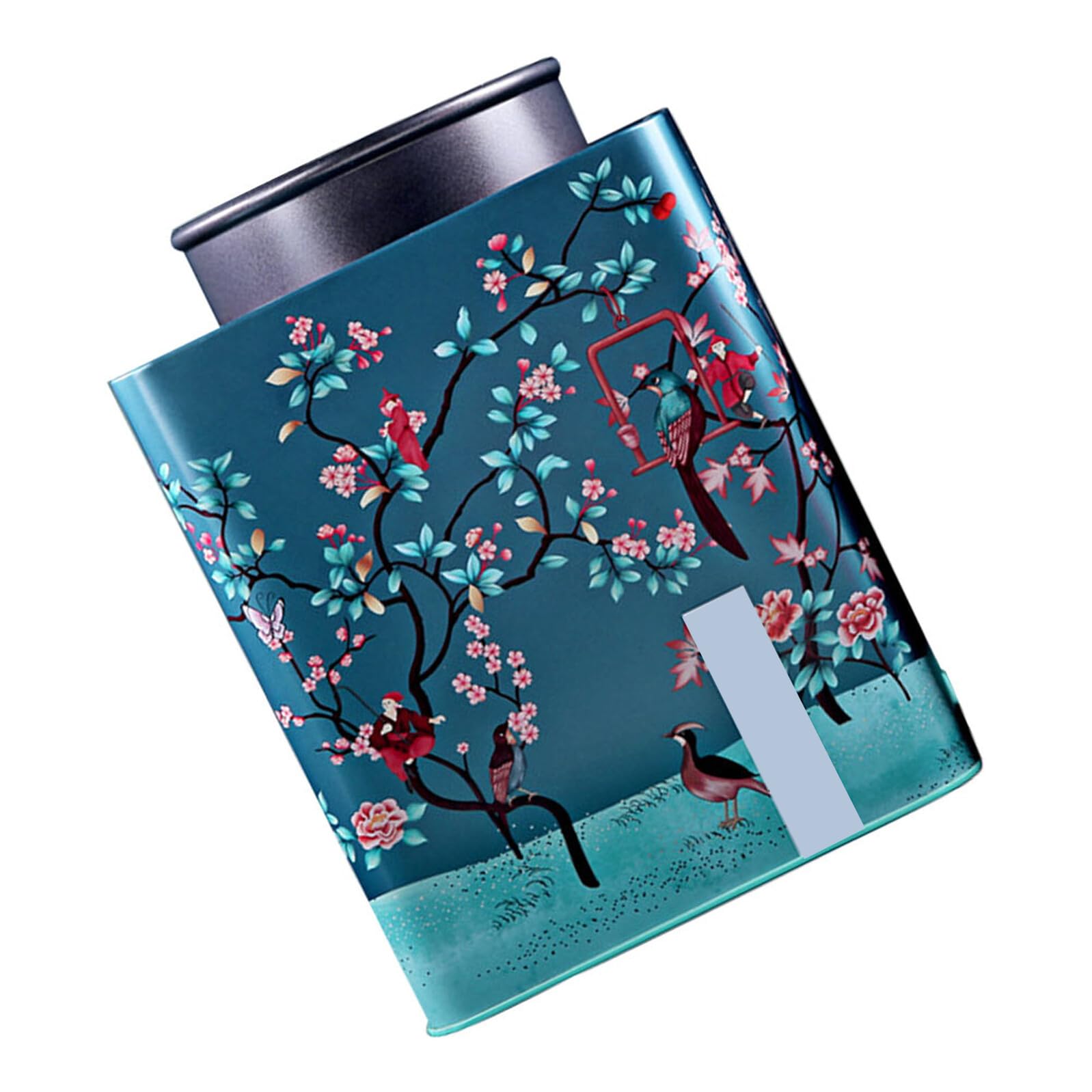 Zerodeko Lata de Té Azul y para Almacenamiento y Obsequio de Hojalata con Bolsa para Proteger y Mantener Limpias, Diseño Festivo
