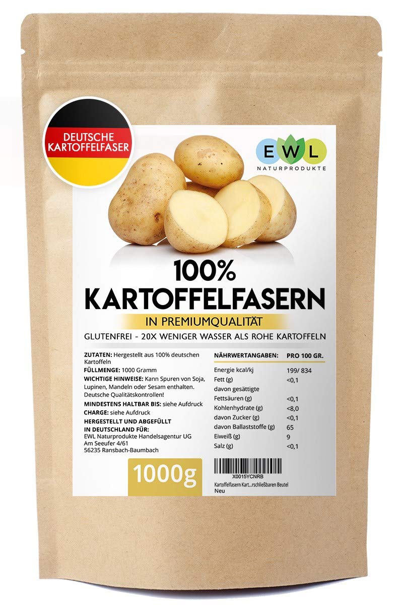 Kartoffelfasern Kartoffelmehl Kartoffelfasermehl I Aus deutschen Kartoffeln I Kontrolliert und abgefüllt in Deutschland Kartoffelfaser im wiederverschließbaren Beutel 1kg
