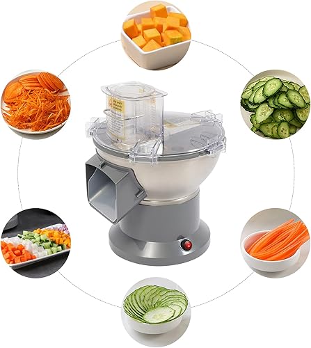 Miniatura 5 de Cortador comercial de verduras, 200 W eléctrico 4 en 1 picador de verduras con 4 cuchillas, picador de frutas multifunción de 0.08 pulgadas o 0.16