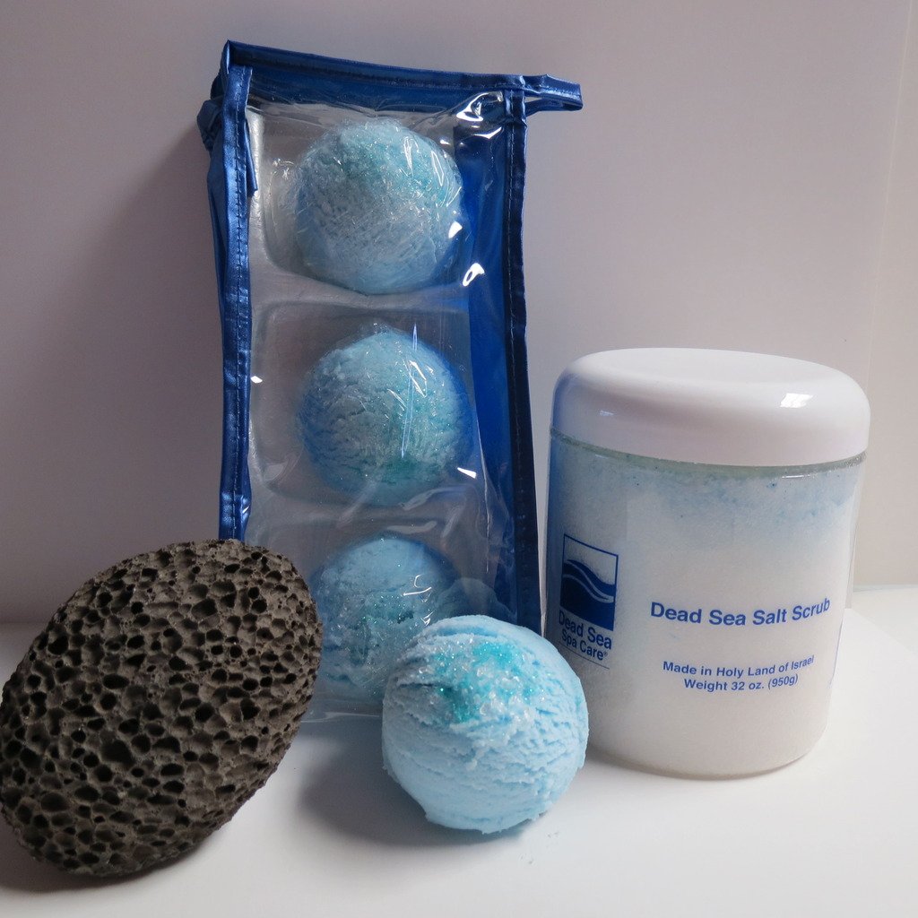 Bubble Bath Truffles: Ocean Waves 3 Pack Bath Truffles, 32 oz Ocean Therapy Dry Salt Scrub, Pumice Stone by Dead Sea Spa Care, Bubble Bath, Bubble Truffles, Bath Bombs
