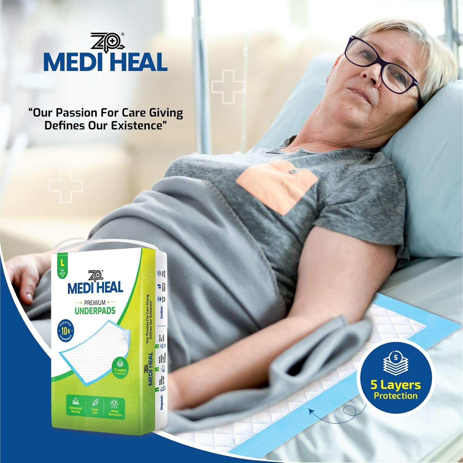Otika ZP Medi Heel Premium Disposable Underpads - Super Abjorbent, Leak -Professor Incommunity for Bed Guard Elderly, Baby and Medical Uses (60, L - 60 * 90). Otika ZP Medi Heel Premium Disposable Underpads - Super Abjorbent, Leak -Professor Incommunity for Bed Guard Elderly, Baby and Medical Uses (60, L - 60 * 90).