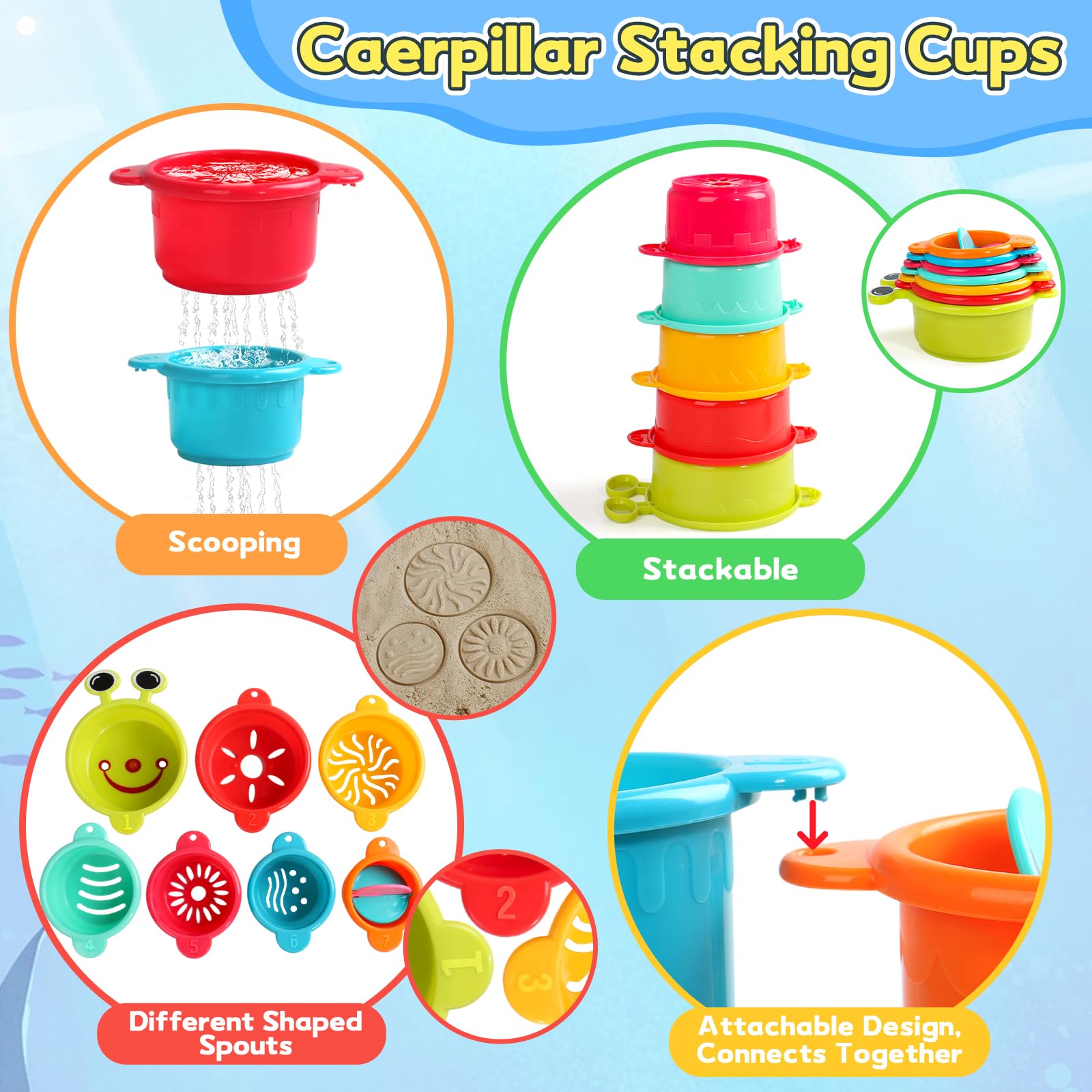 Giochi Bagnetto Neonato 1 2 Anni Antimuffa, Set di 13 Pezzi Giochi Vasca da Bagno Bambini, Giochi da Bagno per Bambini,Giochi per Bagnetto, Giocattolo per Piscina e Spiaggia, Regalo Bambino Bambina