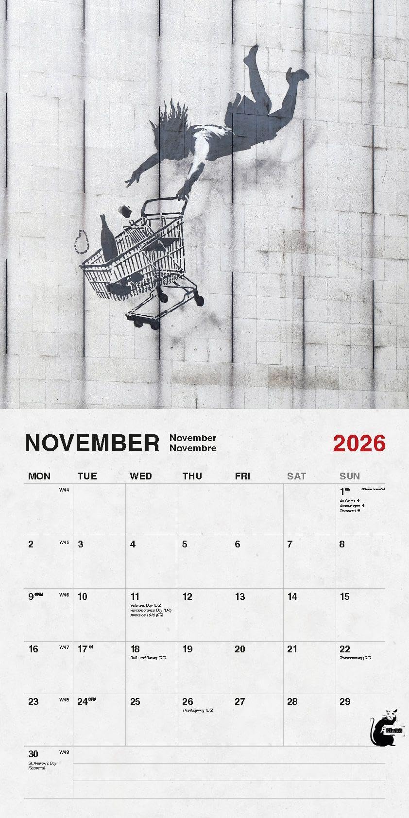 Banksy Calendar 2026 - Wall Calendar