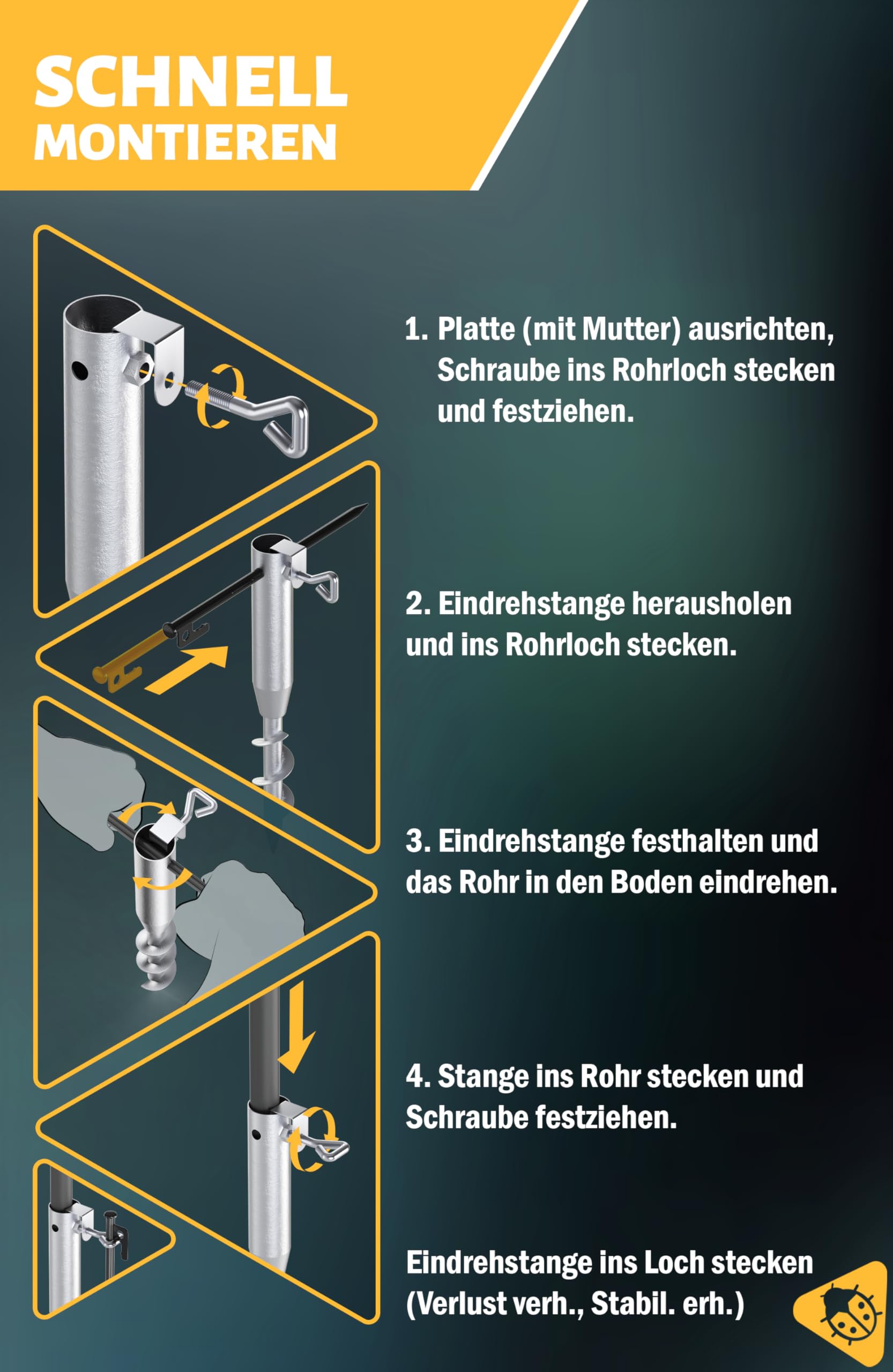 Menz Sonnenschirm Strand mit UV80 Sonnenschutz Strand – Strandschirm Windfest Stabil Ø 180 cm 3er Set, Einschraubhülse Bodenhülse & Schirmhülle, Blau, für Strand, Garten & Camping