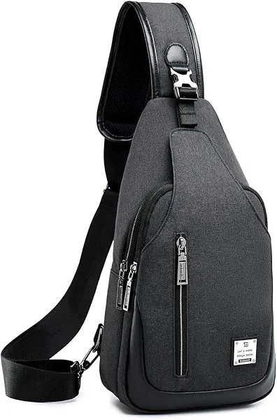 tuowan Small Sling Bag Crossbody Backpack Over the Shoulder Bag for Men Women Travel Outdoors, Lightweight Chest Pack (Large,Black)